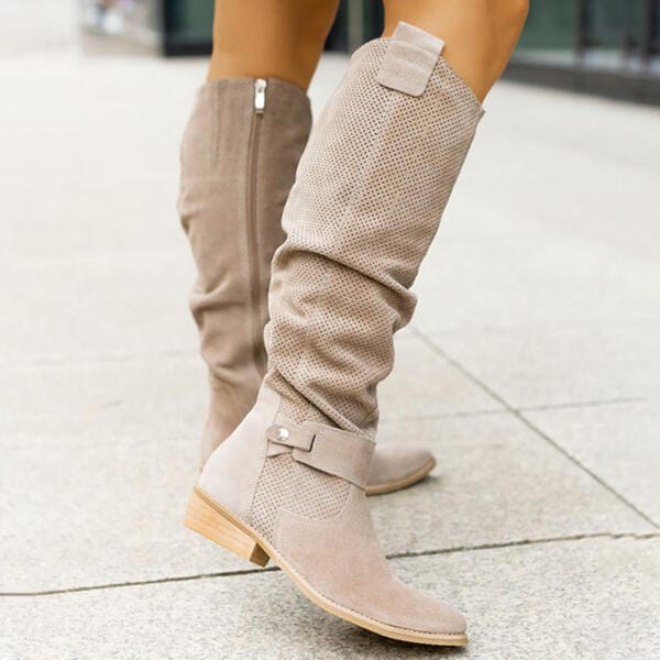 Apolline | Bottes Cavalières Perforées à Zip
