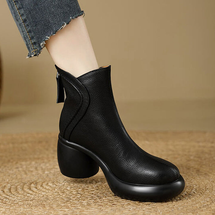 Apolline | Bottines Rétro à Plateforme et Zip Arrière