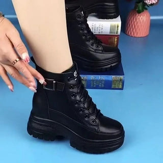 Clarisse | Bottines Fourrées à Lacets et Plateforme