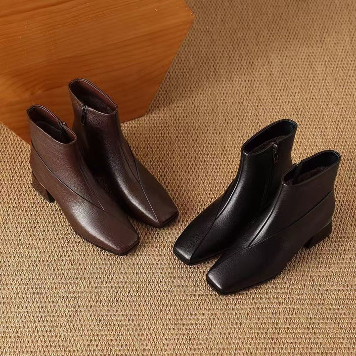 Hortense | Bottines Orthopédiques à Bout Carré et Talon Bloc