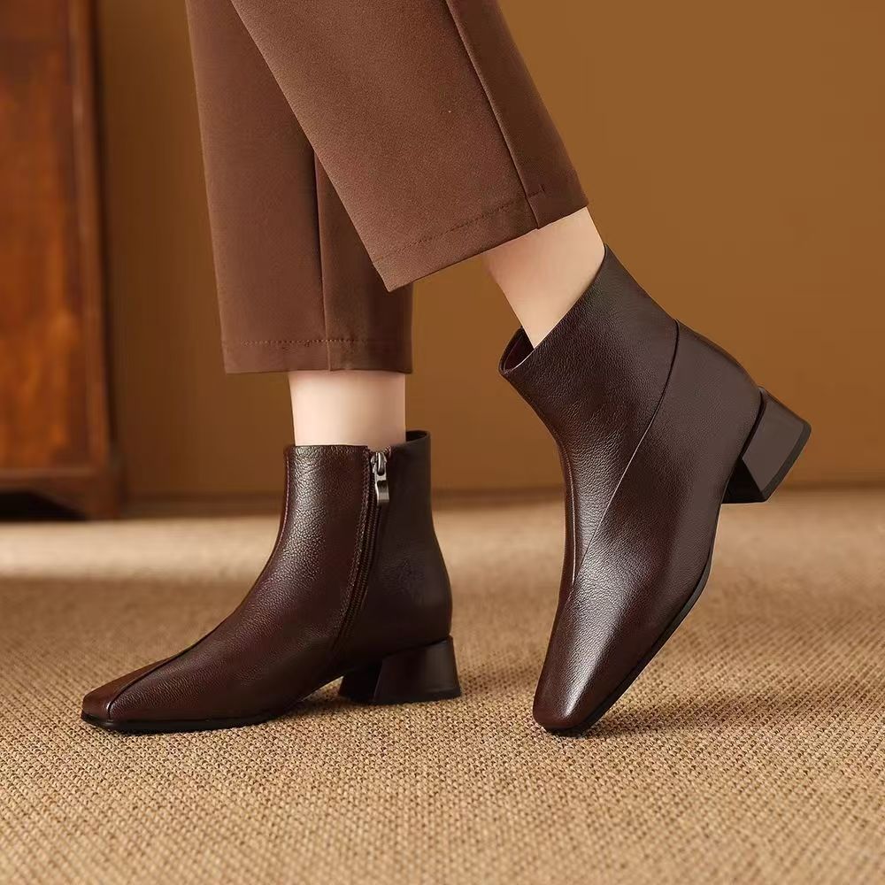 Hortense | Bottines Orthopédiques à Bout Carré et Talon Bloc