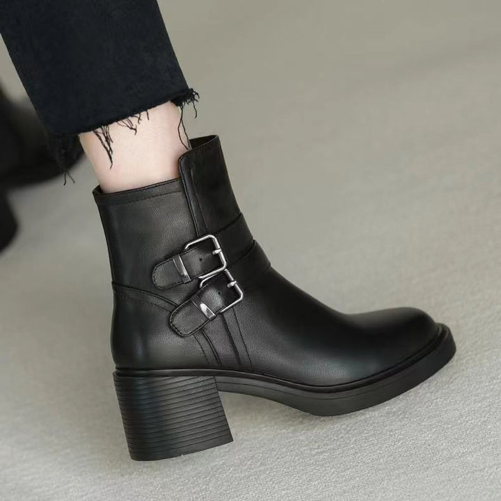 Clémence | Bottines à Double Boucle et Talon Bloc