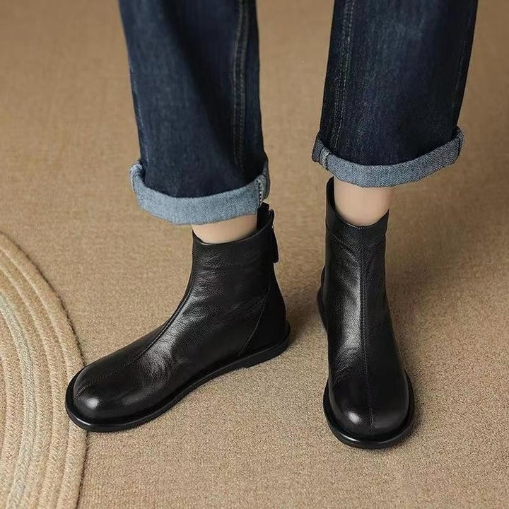 Rosalie | Bottines Orthopédiques Plates à Zip Arrière - Noir