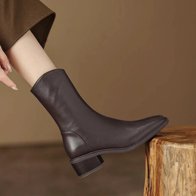 Joséphine | Bottines Bout Carré à Talon Bloc