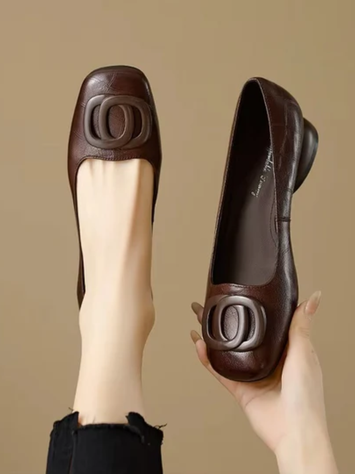 Ombeline ballerines en cuir à bout carré Léonie Varenne vue 3