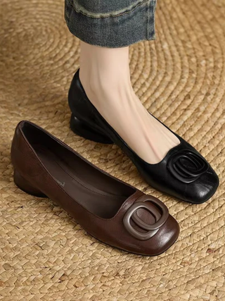 Ombeline ballerines en cuir à bout carré Léonie Varenne vue 4