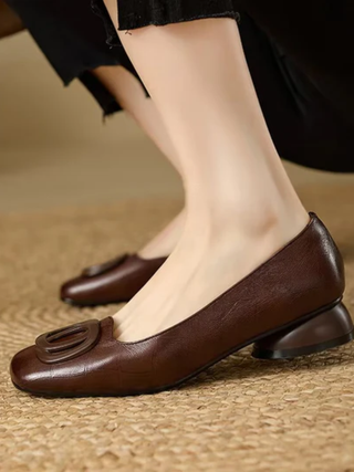 Ombeline ballerines en cuir à bout carré Léonie Varenne vue 5