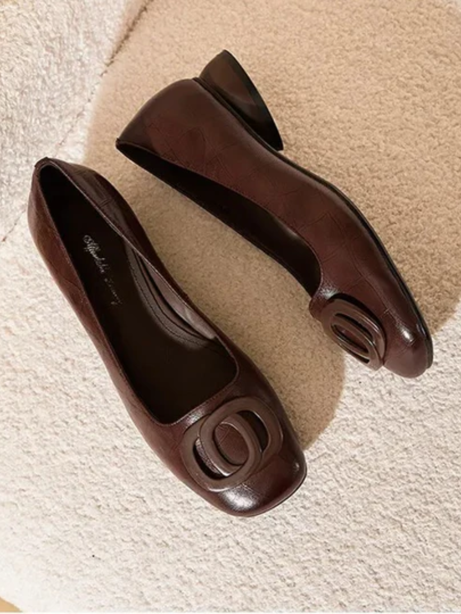 Ombeline ballerines en cuir à bout carré Léonie Varenne vue 6