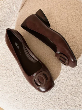 Ombeline ballerines en cuir à bout carré Léonie Varenne vue 6
