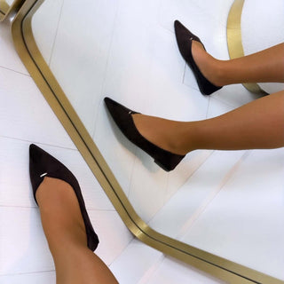 Servane | Ballerines Pointues à Détail Doré - Marron