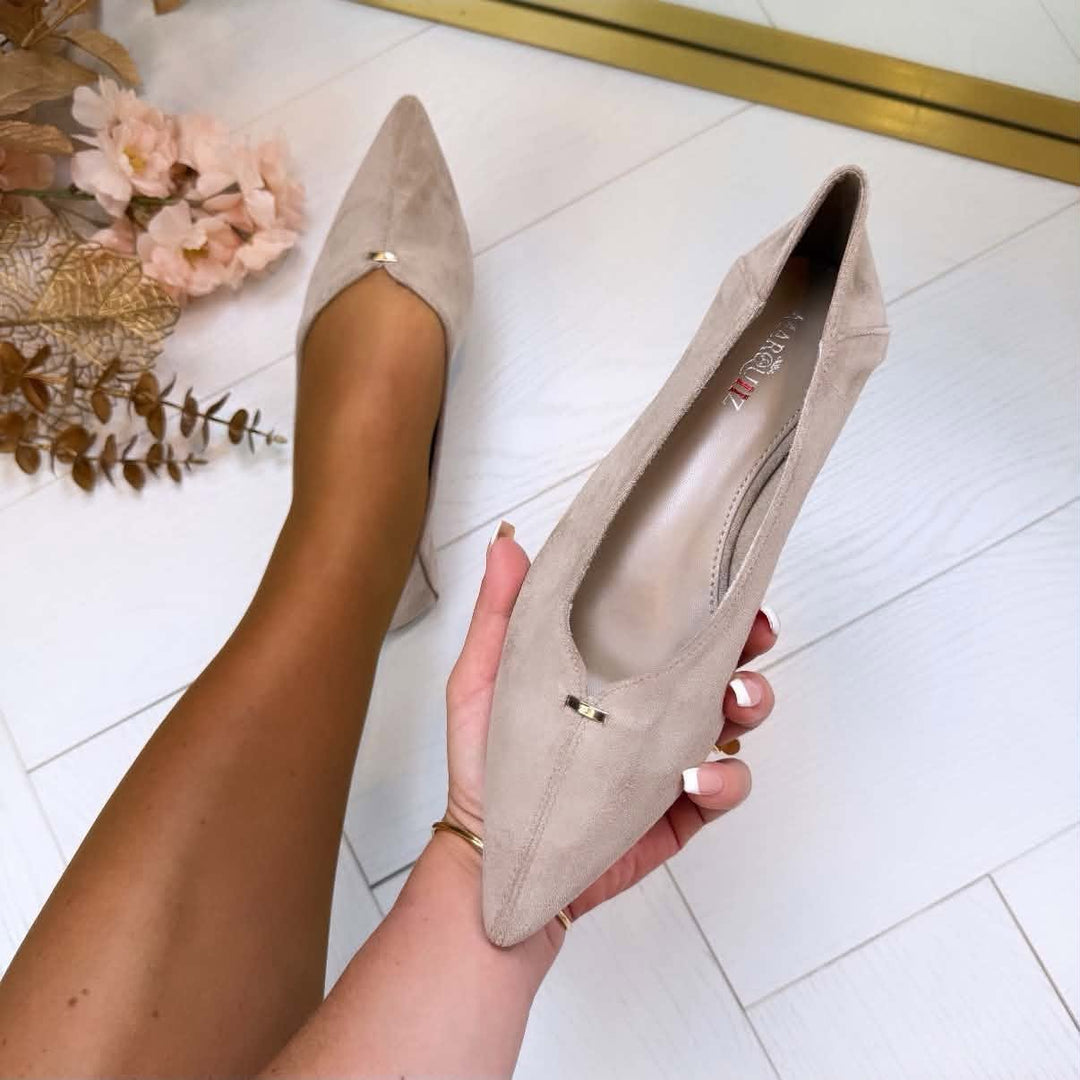 Servane | Ballerines Pointues à Détail Doré - Kaki