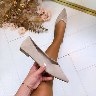 Servane | Ballerines Pointues à Détail Doré - Kaki