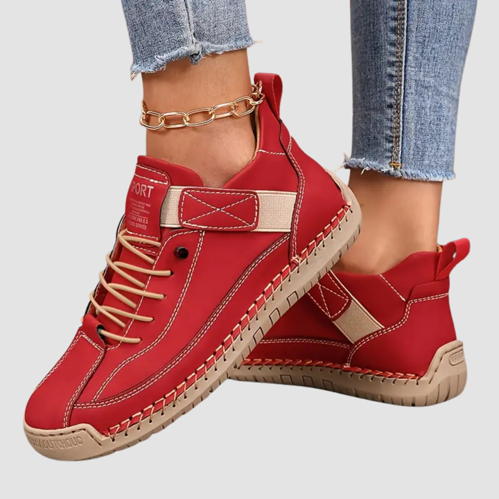 Élise | Baskets Confort à Bout Large - Rouge