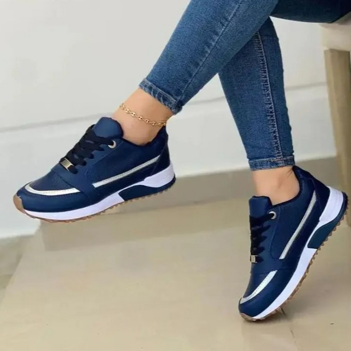 Fantine | Baskets à Lacets Bi-Matière — Bleu