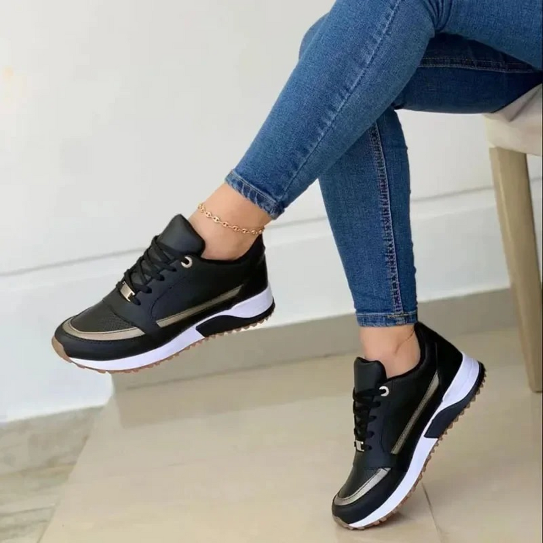 Fantine | Baskets à Lacets Bi-Matière — Noir