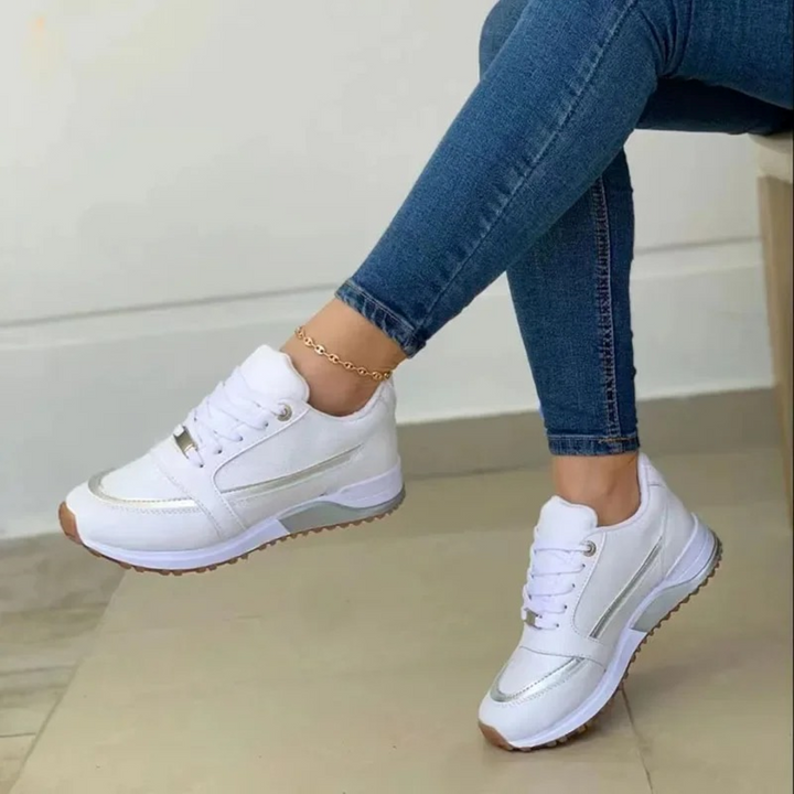 Fantine | Baskets à Lacets Bi-Matière — Blanc