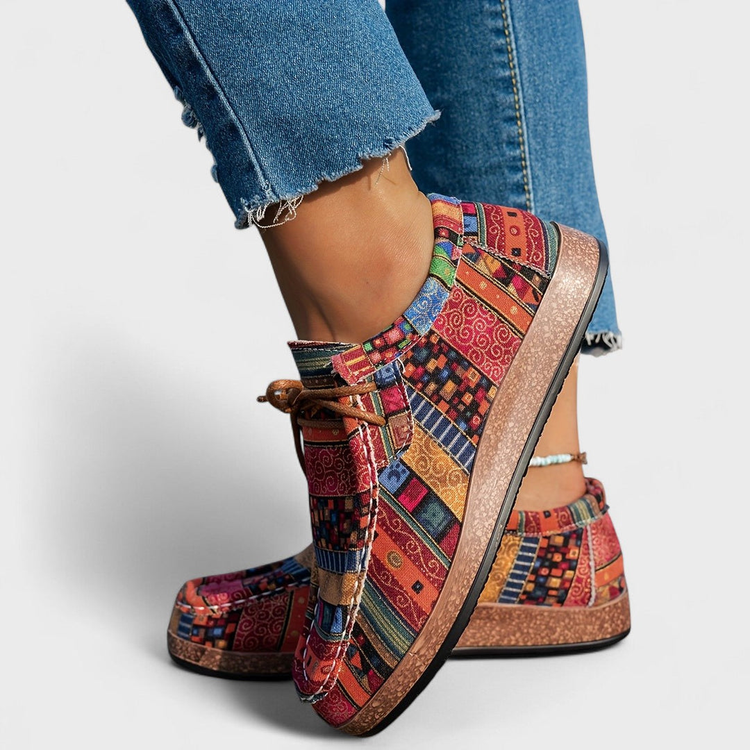 Zélie | Baskets en Tissu à Motifs Colorés - Rouge