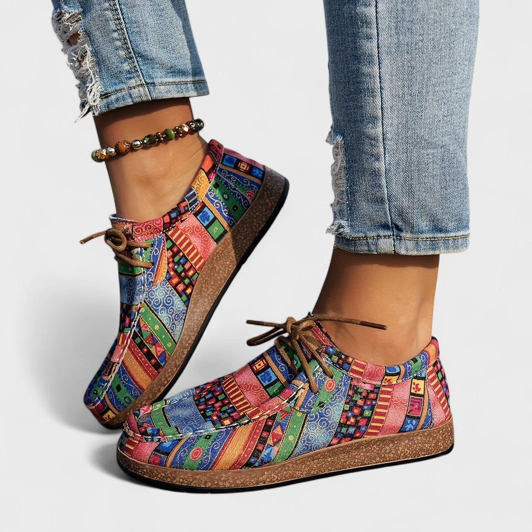 Zélie | Baskets en Tissu à Motifs Colorés - Kaki