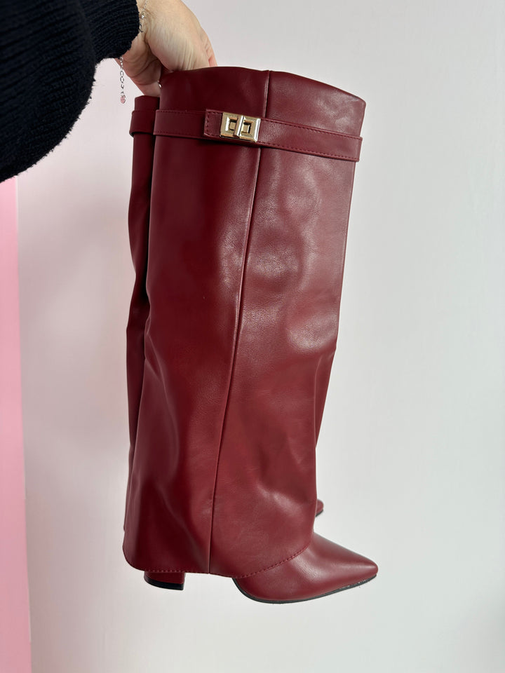 Éloïse bottes hautes en cuir bordeaux à boucle Léonie Varenne vue 6