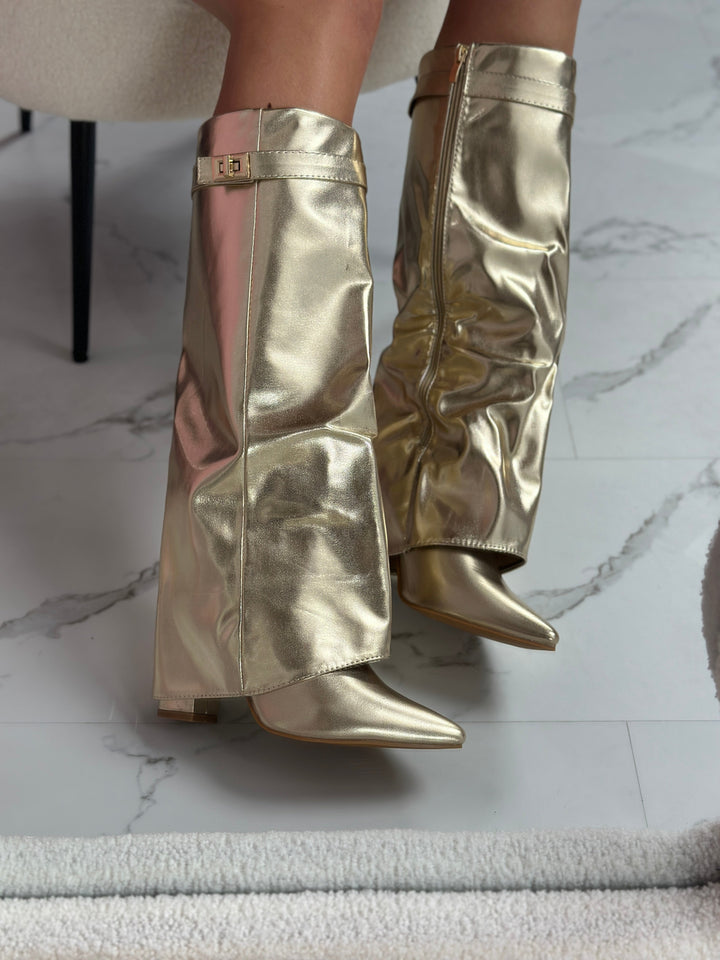 Séraphine bottes hautes dorées à bout pointu Léonie Varenne vue 2