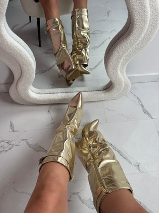 Séraphine bottes hautes dorées à bout pointu Léonie Varenne vue 3