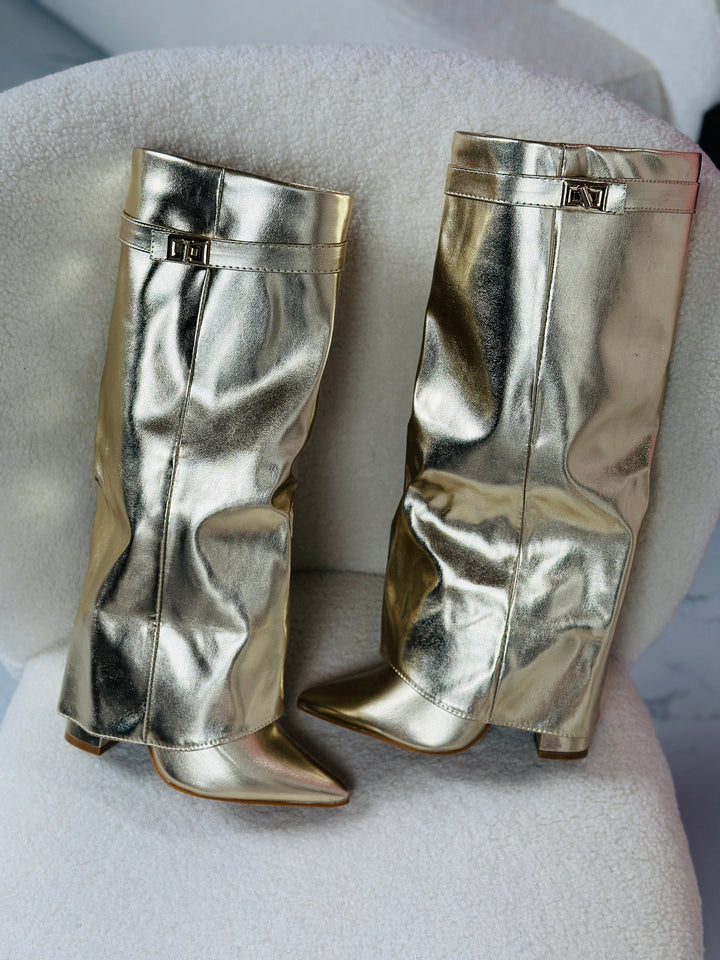 Séraphine bottes hautes dorées à bout pointu Léonie Varenne vue 4