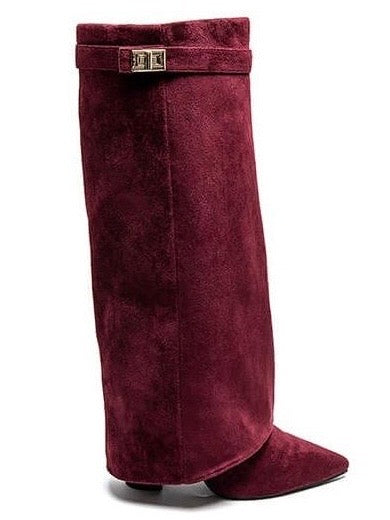 Margot bottes hautes en suédine bordeaux Léonie Varenne vue 1
