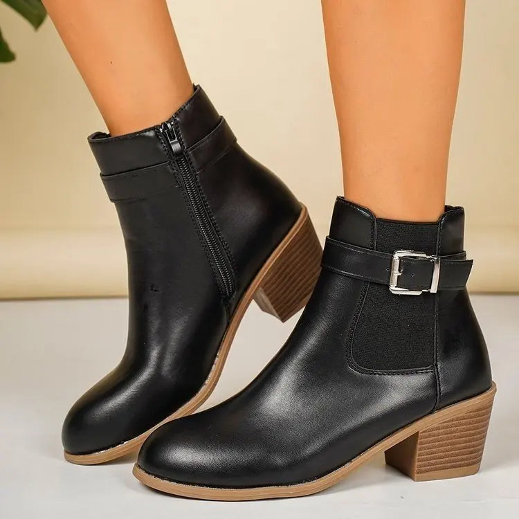 Joséphine | Bottines à Boucle et Talon Carré