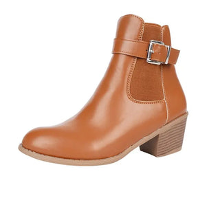 Joséphine | Bottines à Boucle et Talon Carré - Camel