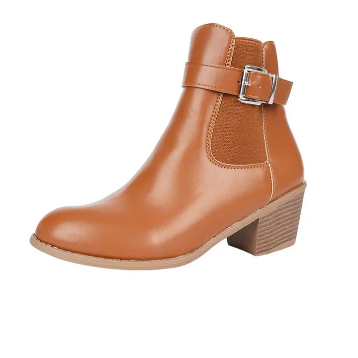 Joséphine | Bottines à Boucle et Talon Carré - Camel