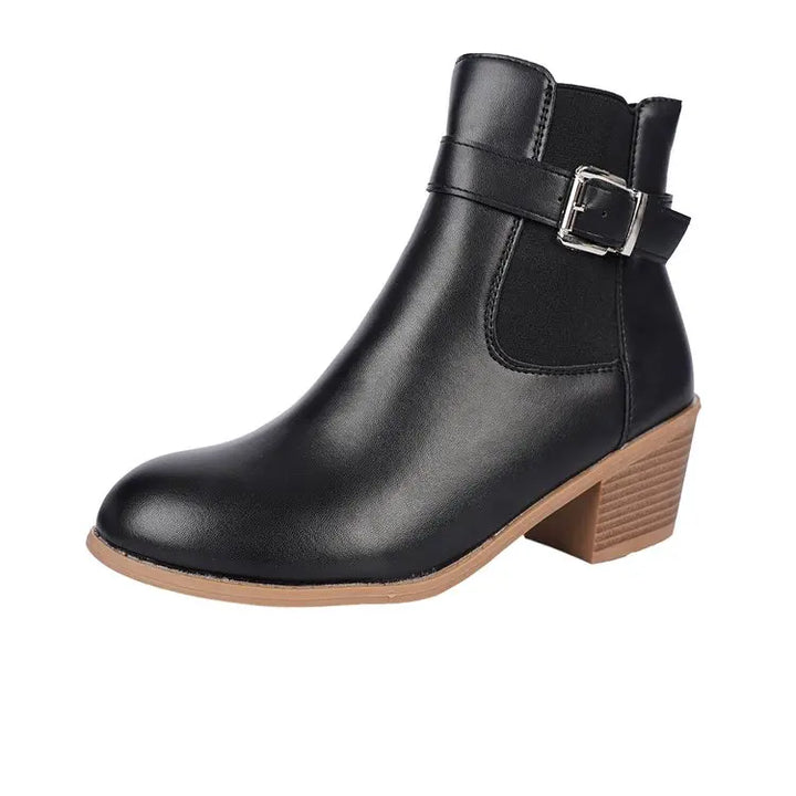 Joséphine | Bottines à Boucle et Talon Carré - Noir