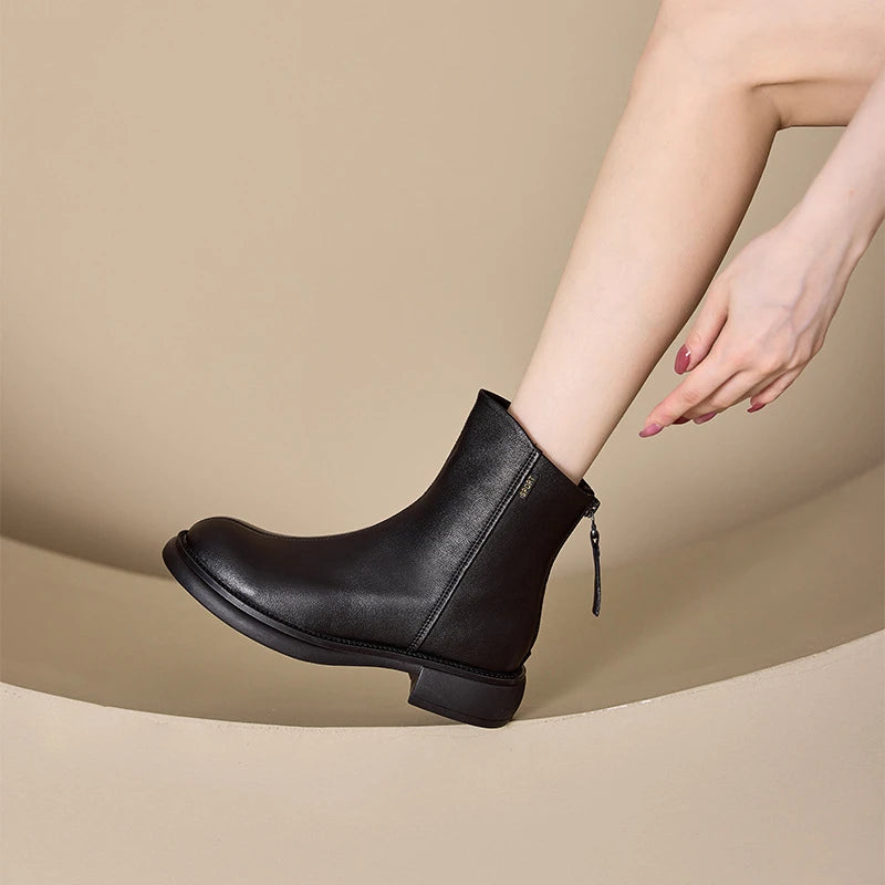 Hortense | Bottines Bout Rond à Zip Arrière