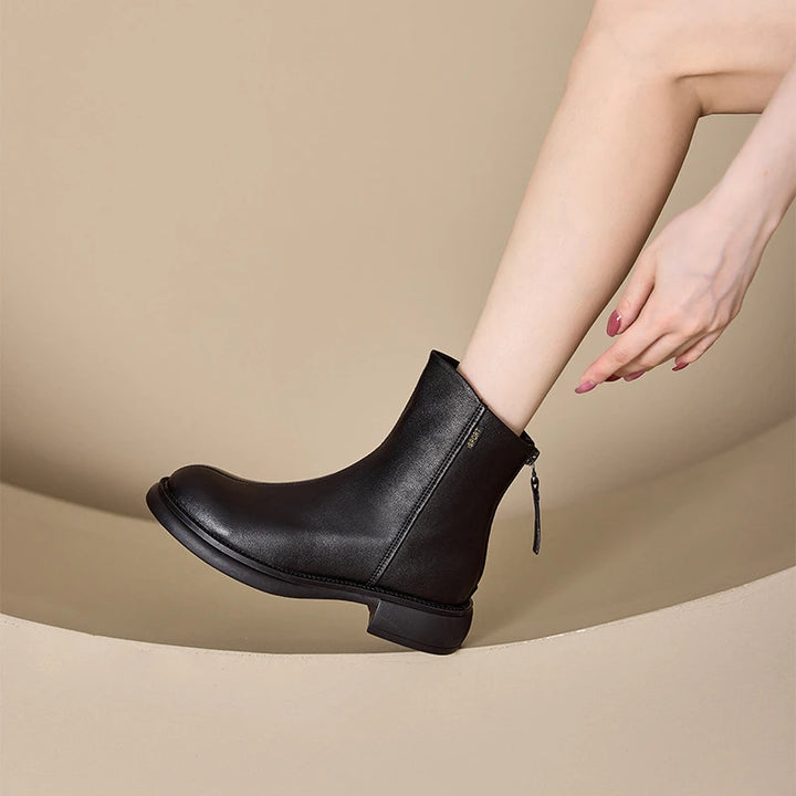Hortense | Bottines Bout Rond à Zip Arrière