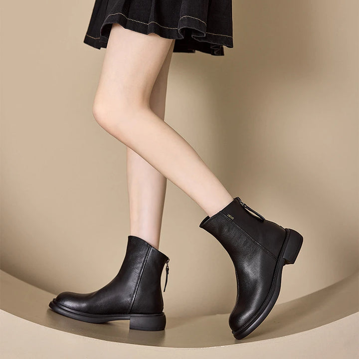 Hortense | Bottines Bout Rond à Zip Arrière