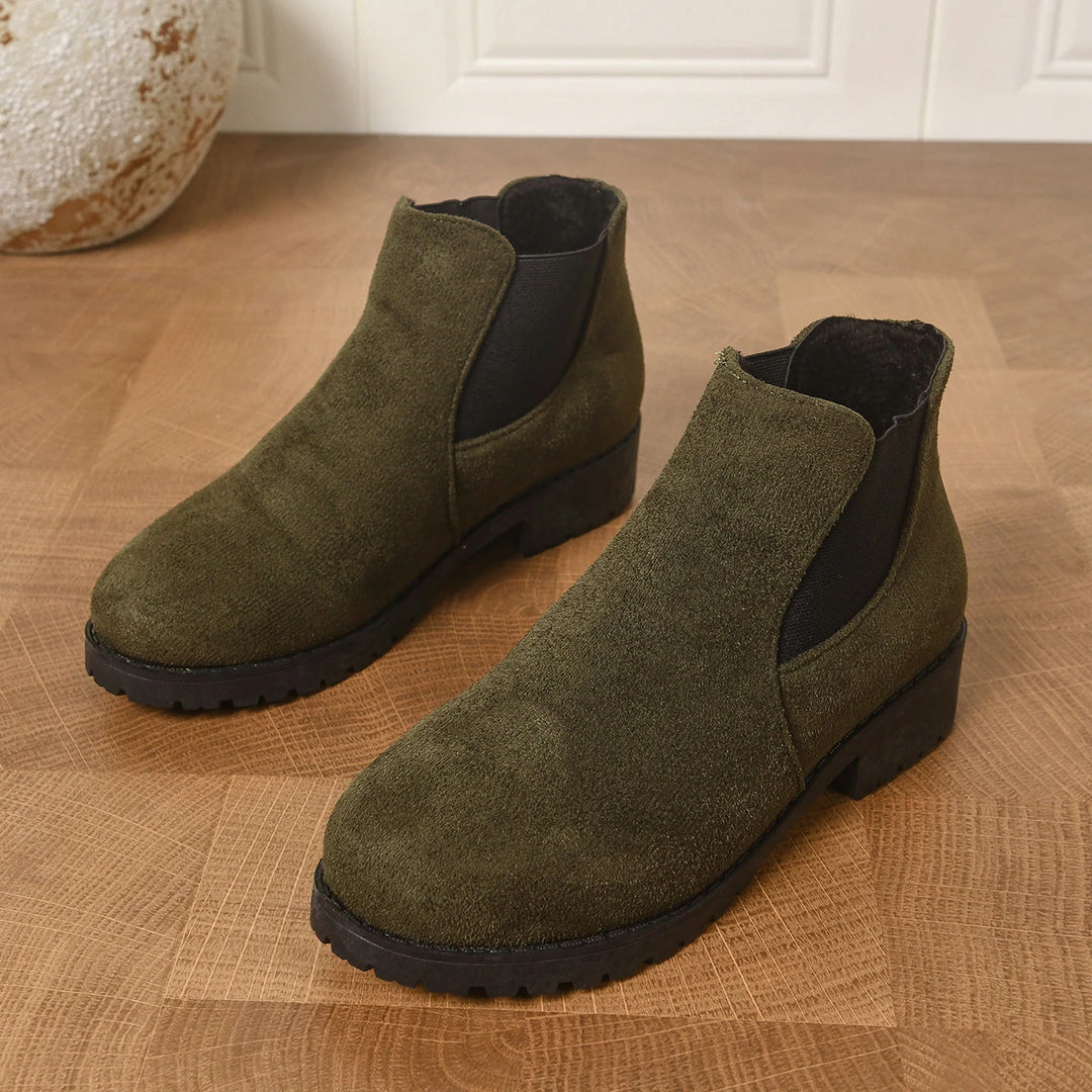 Margaux | Bottines Chelsea en Daim à Semelle Crantée — Vert