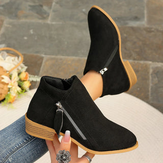 Capucine | Bottines Colorées à Zip Latéral - Noir