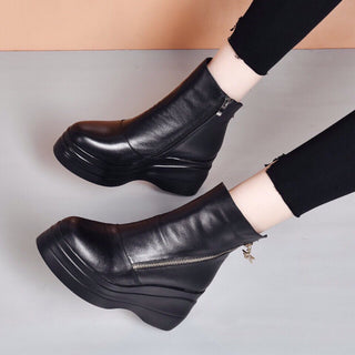 Aurélia bottines compensées en cuir à zip diagonal Léonie Varenne vue 1