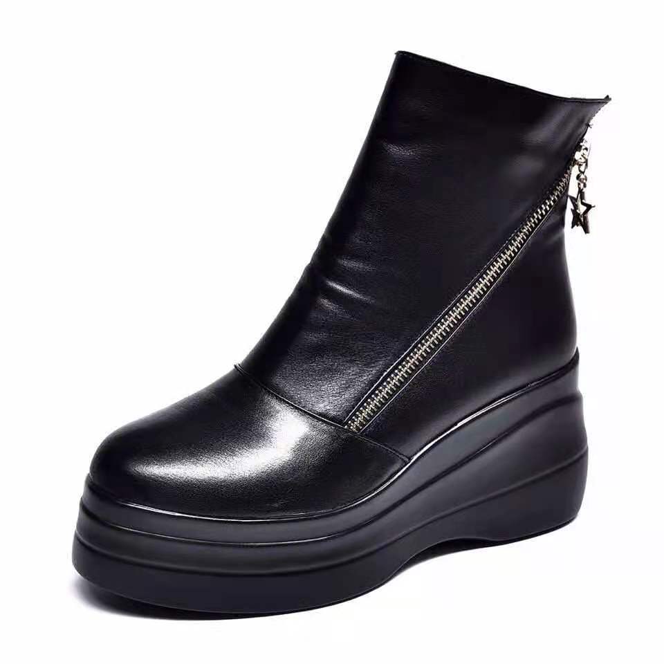 Aurélia bottines compensées en cuir à zip diagonal Léonie Varenne vue 2