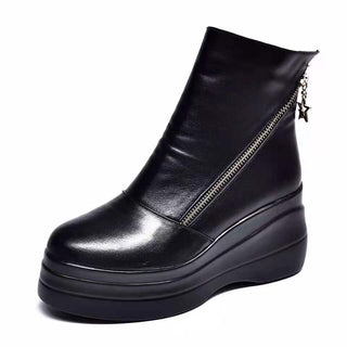 Aurélia bottines compensées en cuir à zip diagonal Léonie Varenne vue 2