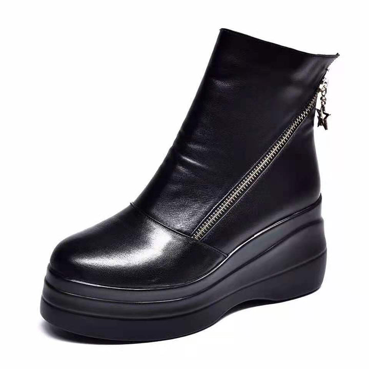 Aurélia bottines compensées en cuir à zip diagonal Léonie Varenne vue 2