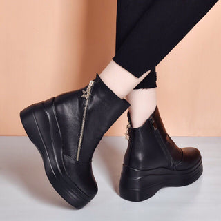 Aurélia bottines compensées en cuir à zip diagonal Léonie Varenne vue 4
