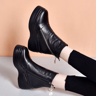 Aurélia bottines compensées en cuir à zip diagonal Léonie Varenne vue 5