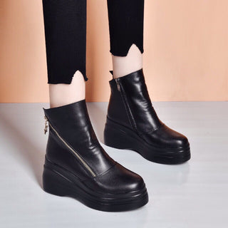 Aurélia bottines compensées en cuir à zip diagonal Léonie Varenne vue 6