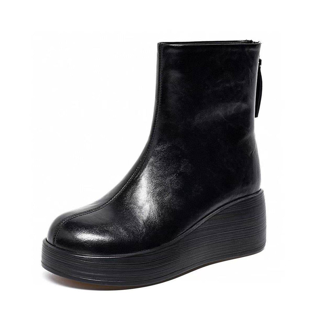 Solange | Bottines Compensées Fourrées en Cuir