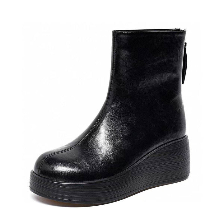 Solange | Bottines Compensées Fourrées en Cuir