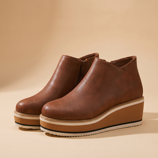 Constance | Bottines Compensées à Zip Latéral — Marron Foncé