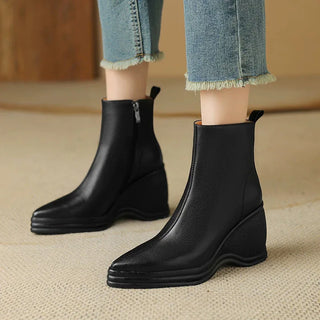 Ophélie | Bottines Pointues à Talon Compensé