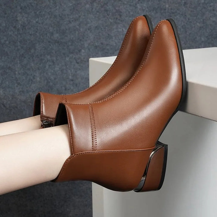 Bérénice | Bottines Doublées à Bout Pointu - Marron