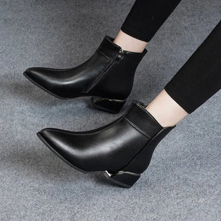 Bérénice | Bottines Doublées à Bout Pointu - Noir