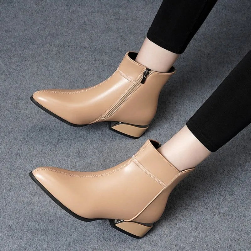 Bérénice | Bottines Doublées à Bout Pointu - Camel